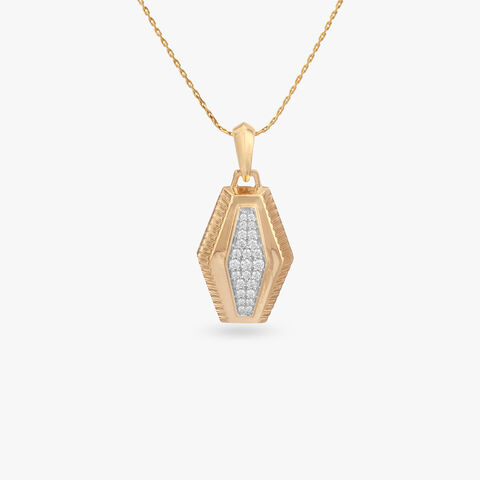 Hexagon Shield Diamond Pendant For Men