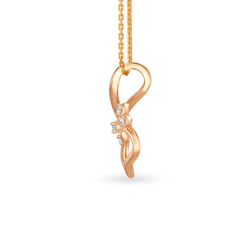 Whimsical Flower Casted Diamond and Rose Gold Pendant