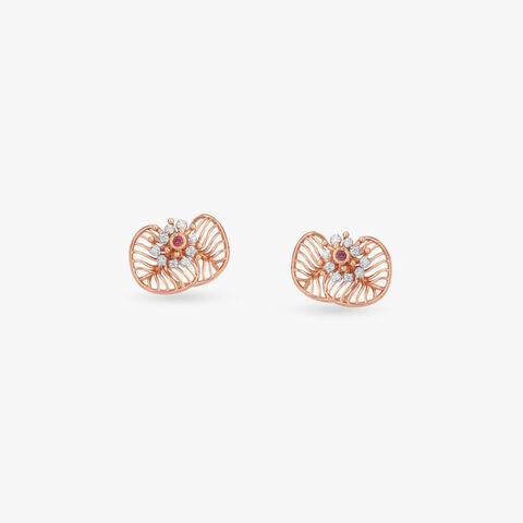 Petal Web Diamond Stud Earrings