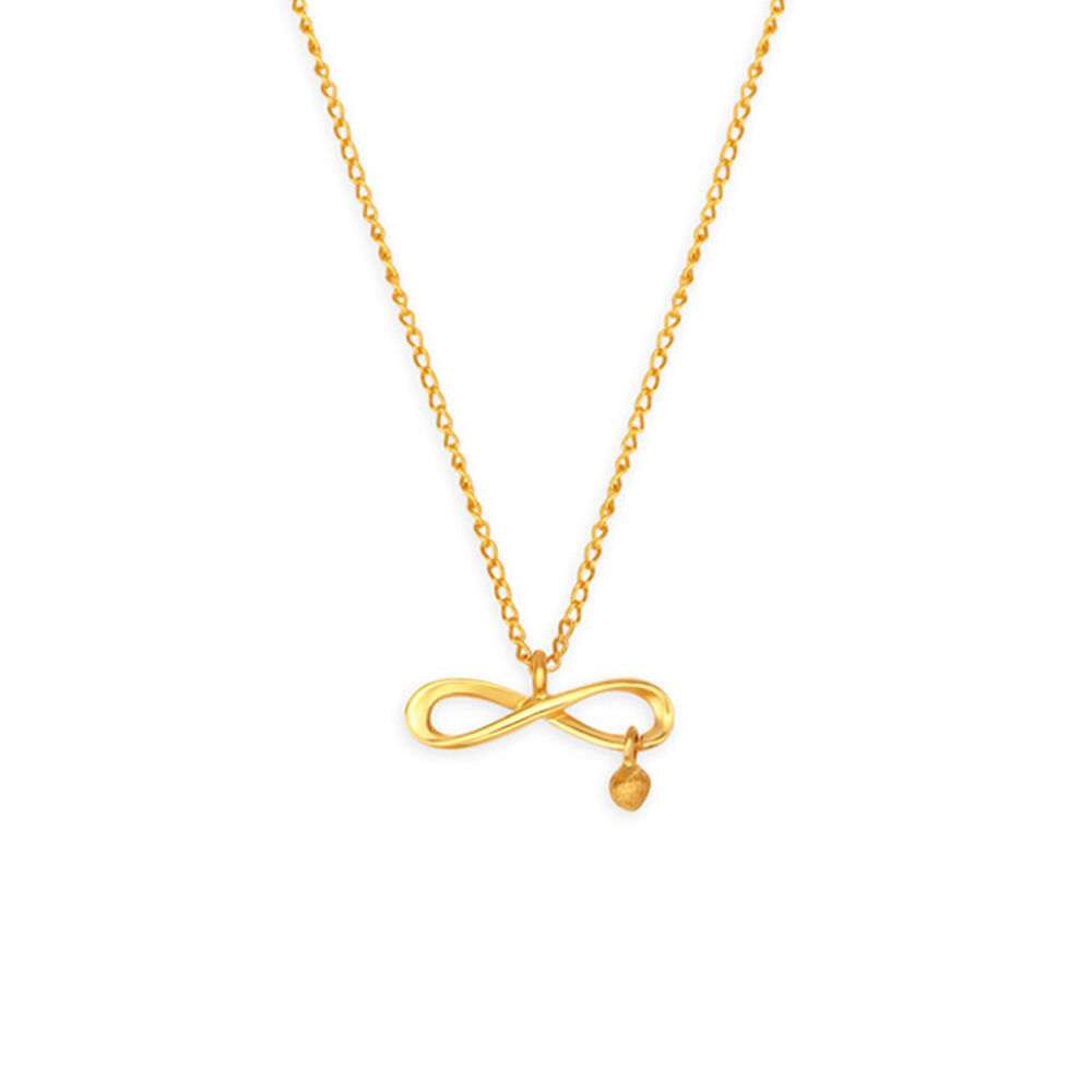 Engaging Infinity And Heart Motif Gold Pendant with Chain for Kids Tanishq Online Store
