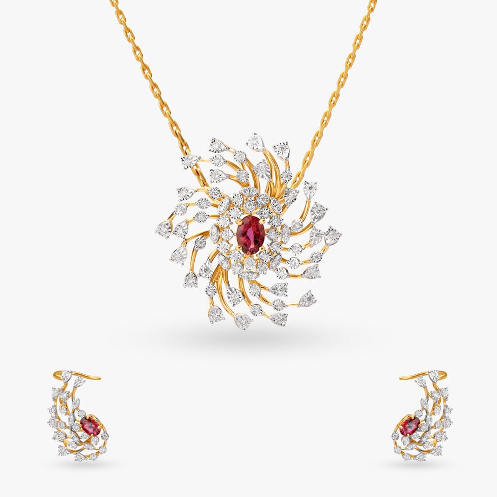 Opulent Diamond Pendant and Earrings Set