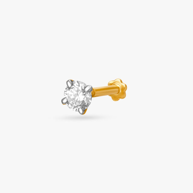 Chic Classy Gold and Diamond Nose Pin,,hi-res image number null