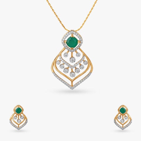 Celeste Emerald Pendant and Earrings Set