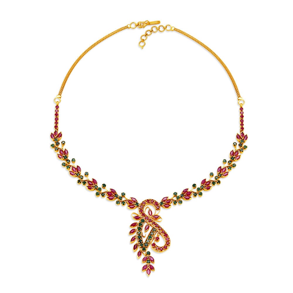 Flower Design AD Necklace - South India Jewels - Online Shop