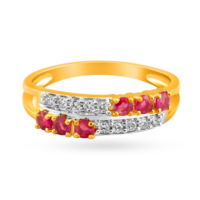 Surreal Eclectic Diamond Ring with Rubies,,hi-res image number null