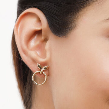 14KT Yellow Gold Sprout Knocker Drop Earrings