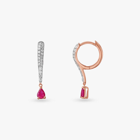 Crimson Swing Diamond Hoop Earrings