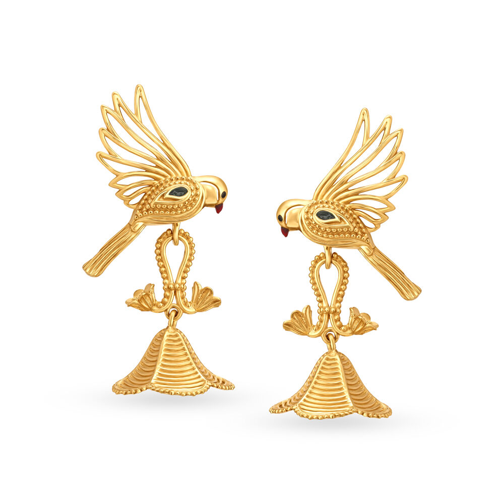 Gold parrot earrings cheap