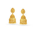 Traditional Yellow Gold Filigree Jhumkas,,hi-res image number null