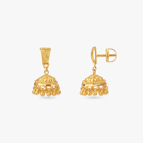 Regal Bell Gold Jhumka Earrings