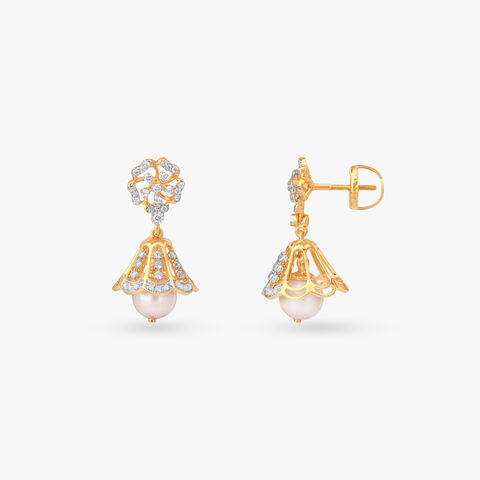 Pearl Diamond Jhumka Earrings