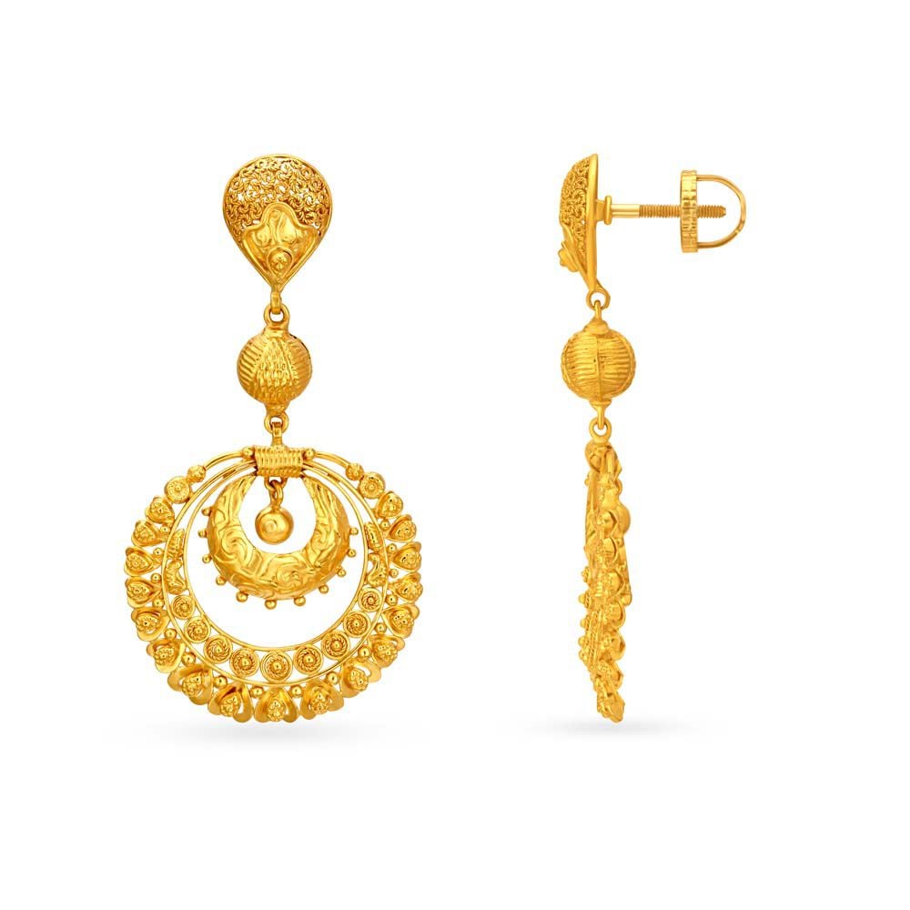 Chand Bali Style Gold Drop Earrings