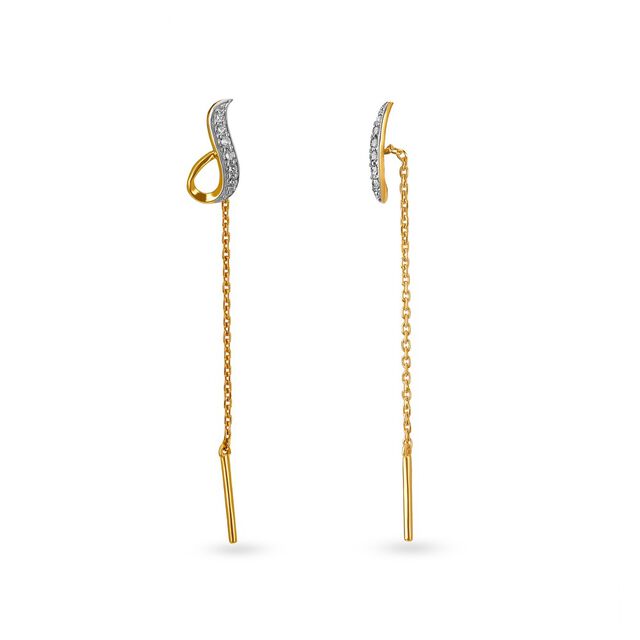 Svelte 18 Karat Yellow Gold And Diamond Earrings,,hi-res image number null