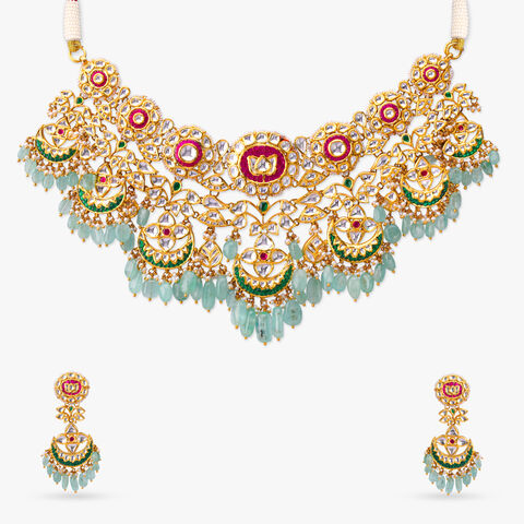 Regal Rosette Gold Necklace Set