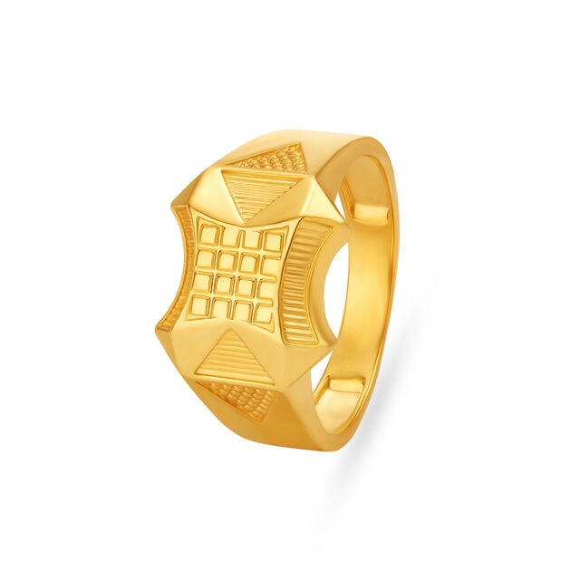 Artistic Geometric Gold Finger Ring For Men,,hi-res image number null