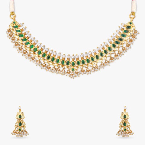 Verdant Leafline Gold Necklace Set