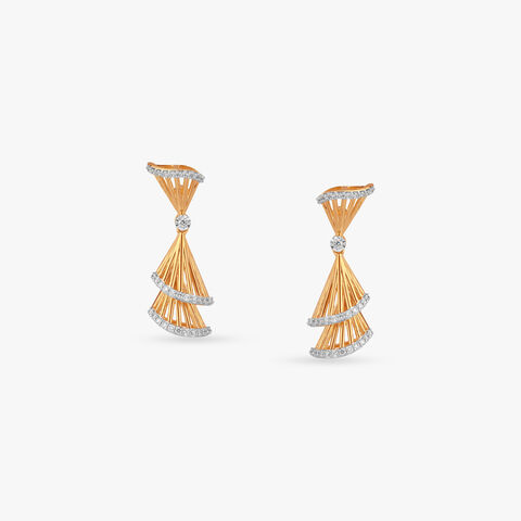 Layered Arcs Diamond Drop Earrings