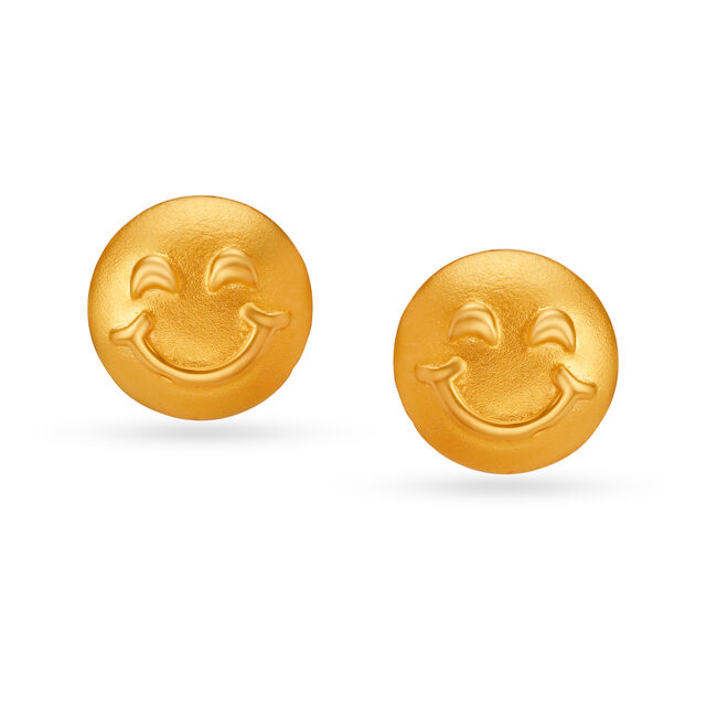 Winsome Smiley Face Gold Stud Earrings For Kids,,hi-res image number null