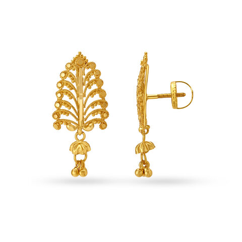 Nature Inspired Gold Drop Earrings
