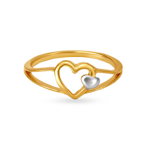 Romantic 22 Karat Yellow Gold Heart Finger Ring