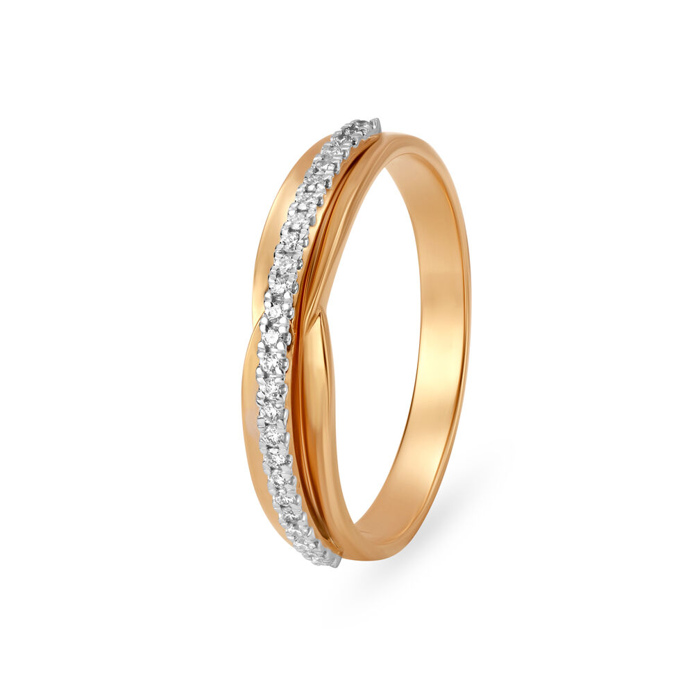 Sleek Intersecting Eternity Diamond Ring in White and Rose Gold Tanishq Online Store