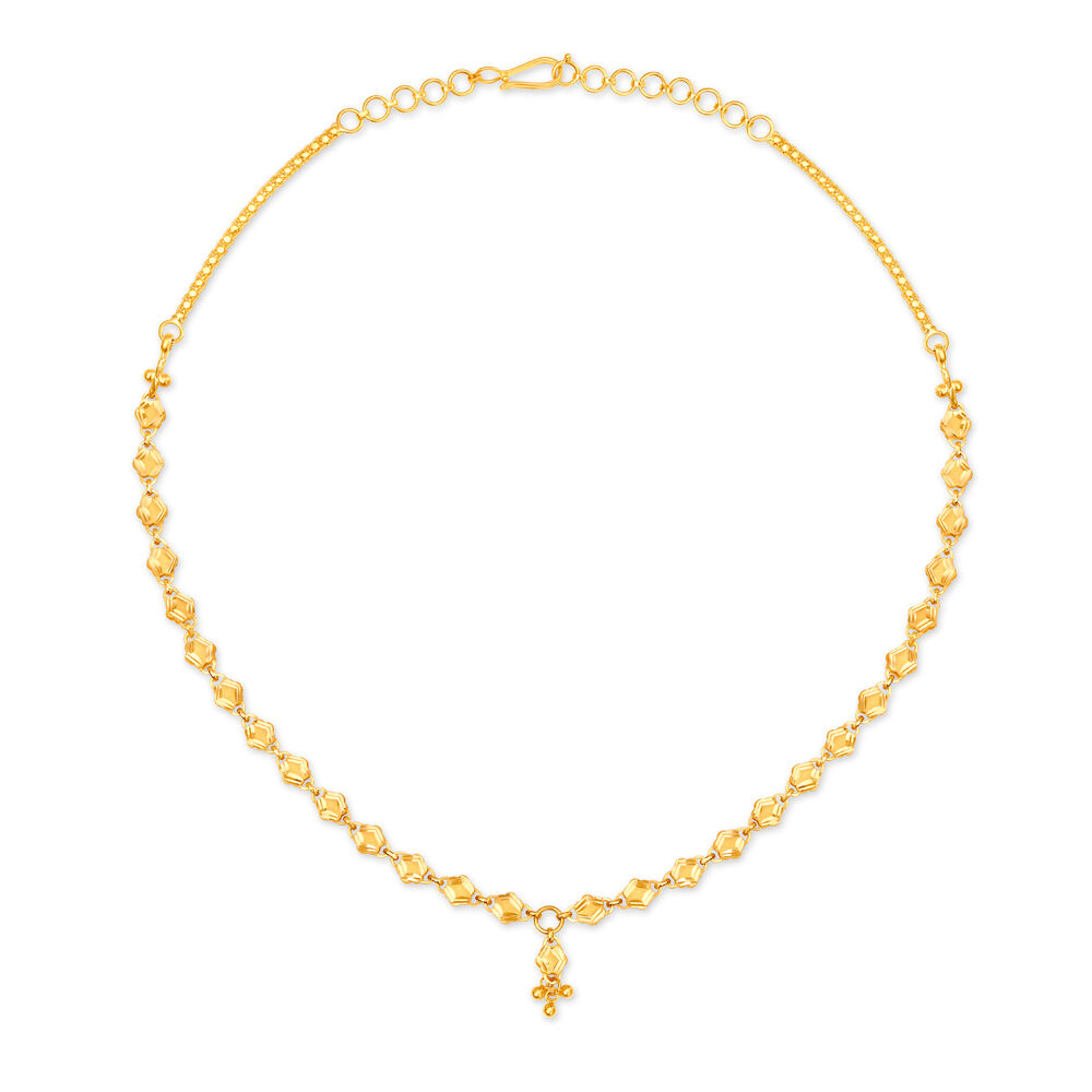Distinctive Yellow Gold Etched Necklace and Earrings Set