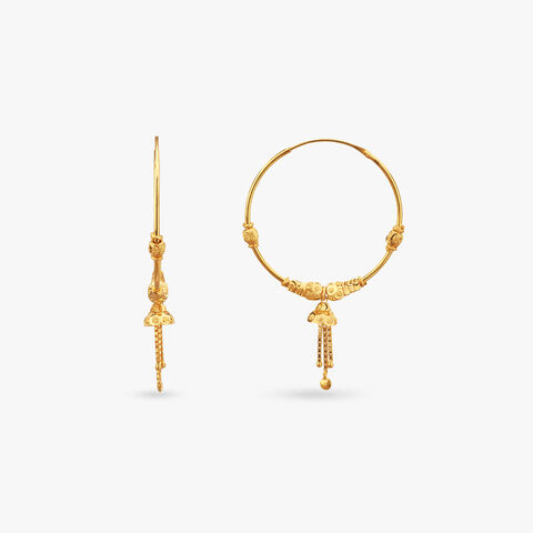 Cone Charm Gold Hoop Earrings