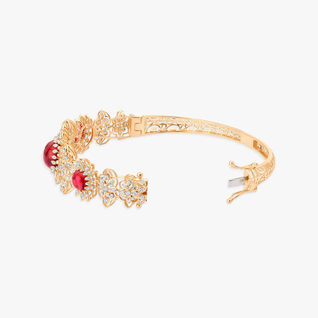 Elegant Floral Gold and Diamond Bangle,,hi-res image number null