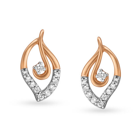 Chic Leaf Pattern Diamond Pendant and Earrings Set