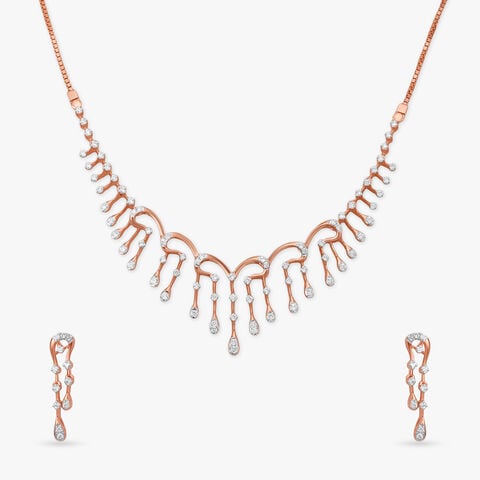 Radiant Cascade Diamond Necklace Set
