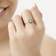 14 KT Yellow Gold Round Diamond Finger Ring,,hi-res image number null