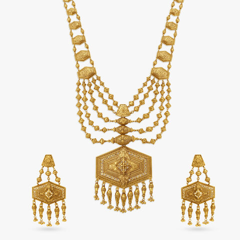 Hexagonal Layered Necklace Set with Partaj and Ras Rawa Work