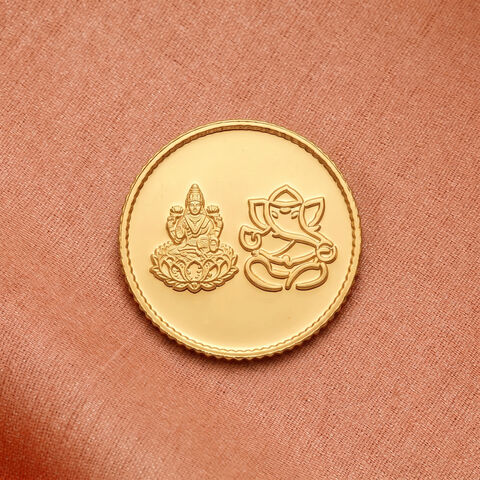 2 gram 24 Karat Gold Coin with Lakshmi Ganesha Motif
