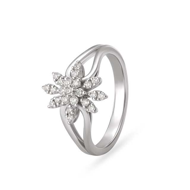 Majestic Floral White Platinum Finger Ring,,hi-res image number null