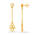 Dainty 18 Karat Yellow Gold And Polki Floral Drops,,hi-res image number null