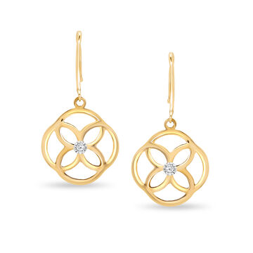 14 KT Yellow and White Gold Modern Glam Diamond Drop Earrings