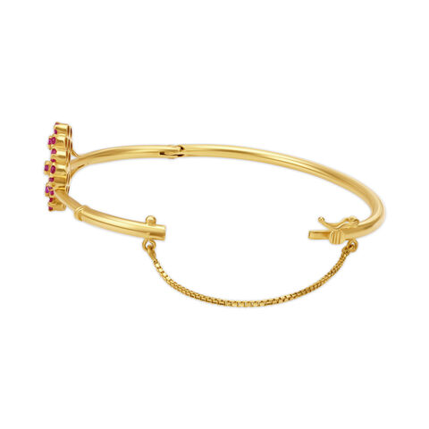 Dazzling Gold Floral Ruby Bangle