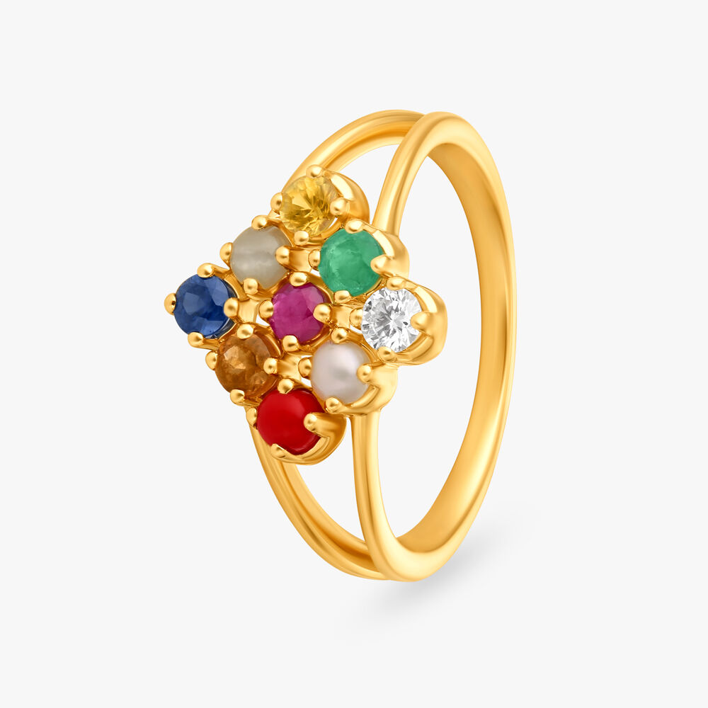 Designer Navaratna Ring at best price in Surat by Shaswat Jewellers | ID:  12413369430