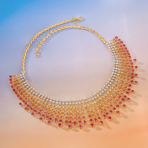 Sunset Spectrum Sapphires & Diamond Necklace