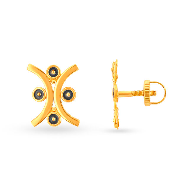 Contemporary Geometric Meenakari Gold Stud Earrings,,hi-res image number null