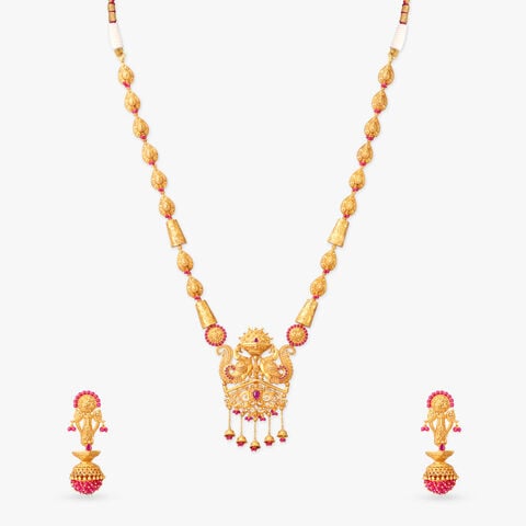 Dancing Feather Gold Necklace set