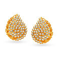 Alluring Contemporary Gold Pendant and Earrings Set with Stones,,hi-res image number null