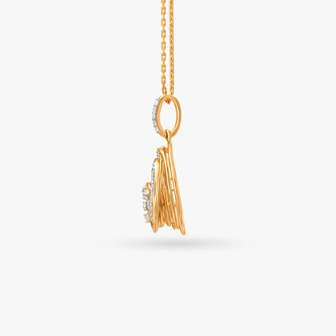Golden Grooves Diamond Pendant