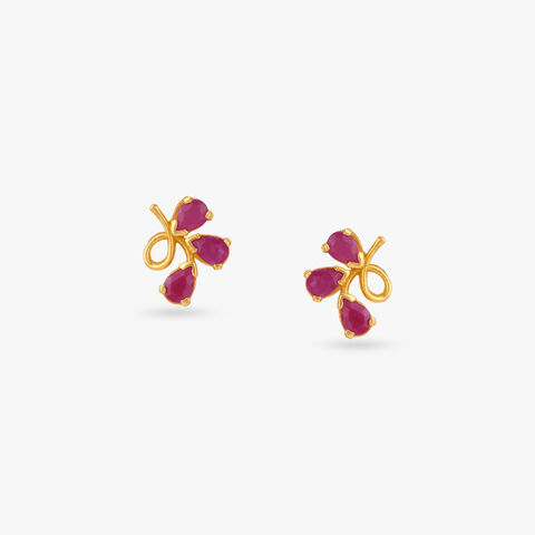 Whimsical Twist Ruby Stud Earrings
