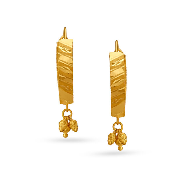 Riveting Gold Hoop Earrings With Beads,,hi-res image number null