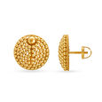 Round Beaded Rawa Work Gold Stud Earrings,,hi-res image number null