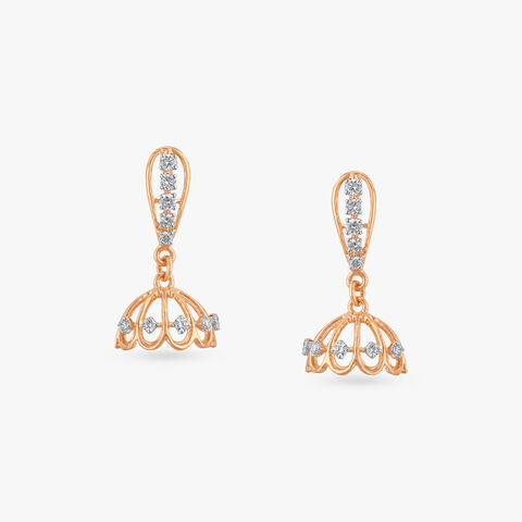 Twinkle Cage Diamond Jhumka Earrings