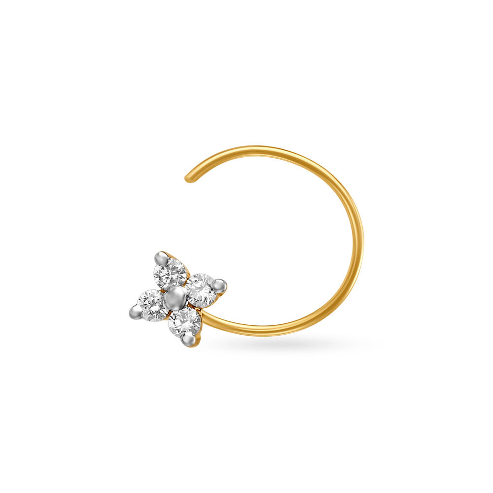 Dazzling Floral Gold and Diamond Nose Pin
