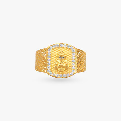 Divine Shield Gold Ring for Men