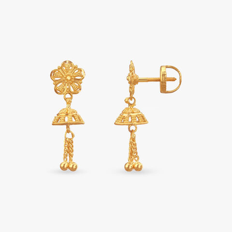 Bloom Drop Gold Jhumka Earrings